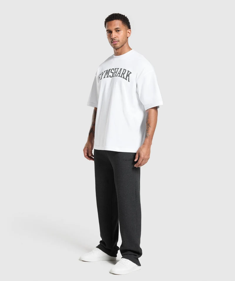 Gymshark Waffle Straight Leg Joggers - Black/Cotton Part Dye