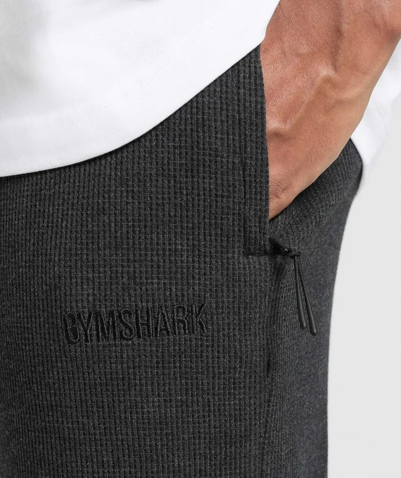 Gymshark Waffle Straight Leg Joggers - Black/Cotton Part Dye