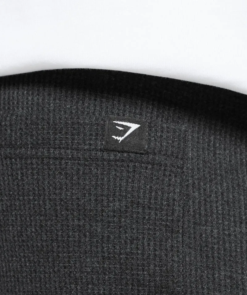 Gymshark Waffle Straight Leg Joggers - Black/Cotton Part Dye