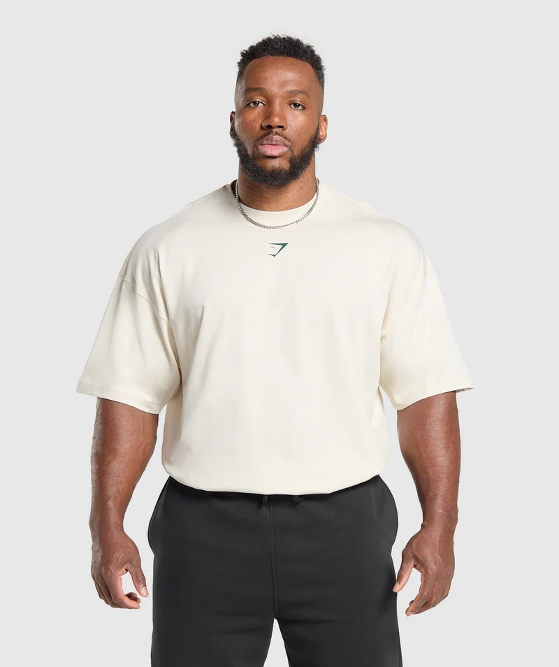 Gymshark Lifting Club T-Shirt - Oat White/Classic Green