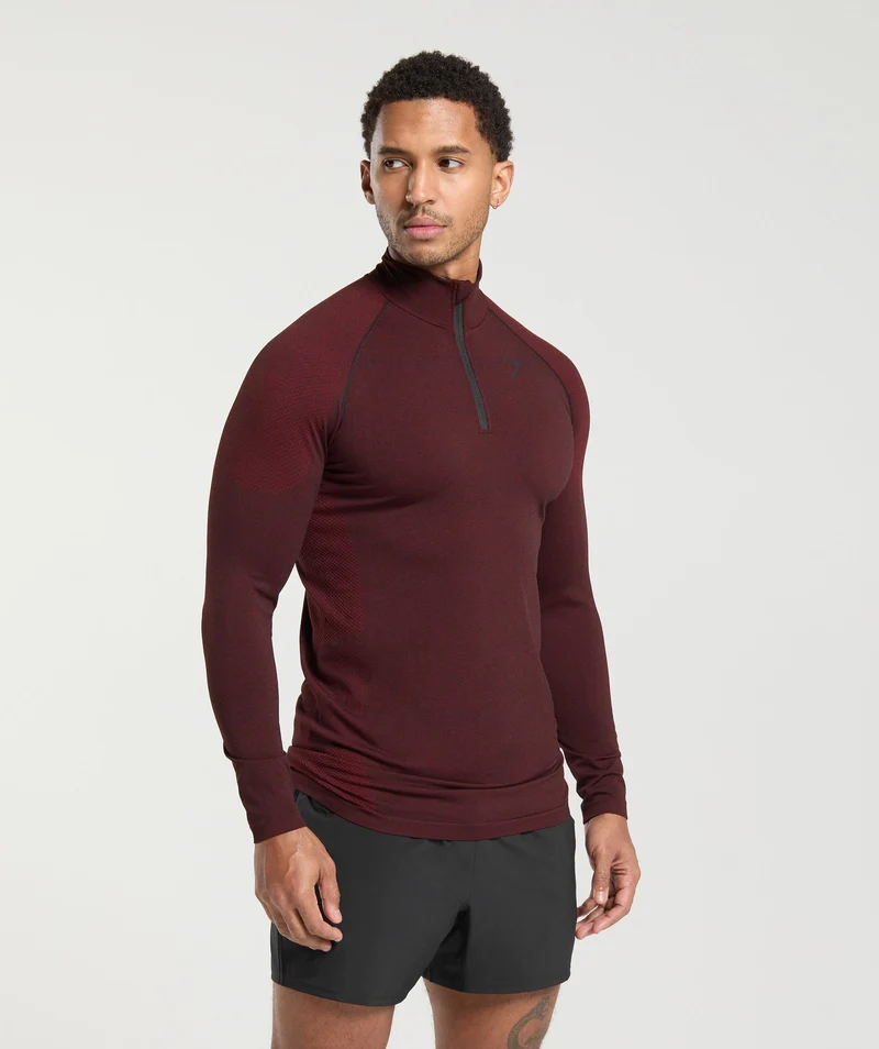 Gymshark Vital Seamless 1/4 Zip - Black/Sets Red