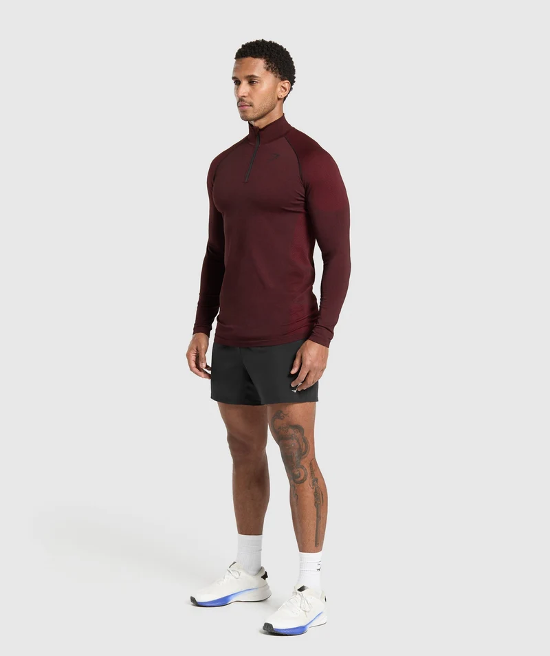 Gymshark Vital Seamless 1/4 Zip - Black/Sets Red