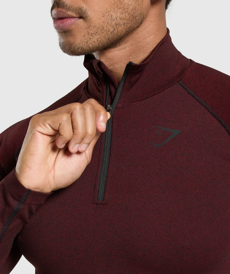 Gymshark Vital Seamless 1/4 Zip - Black/Sets Red