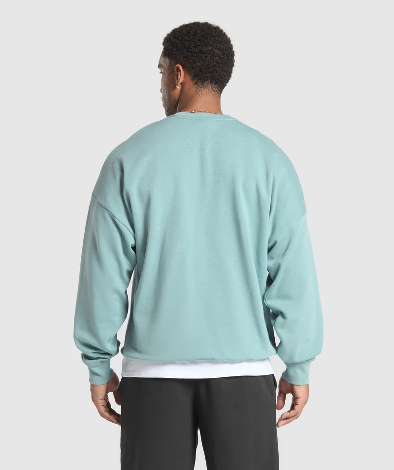 Gymshark Crest Oversized Crew - Rest Blue