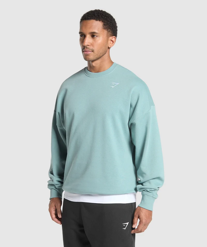 Gymshark Crest Oversized Crew - Rest Blue