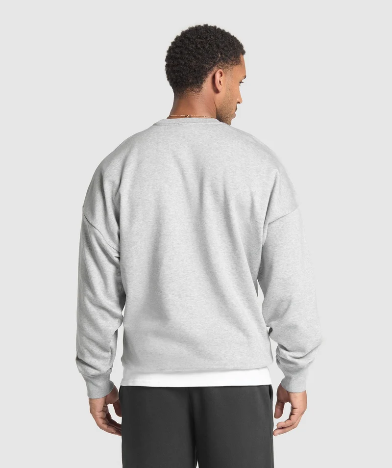 Gymshark Crest Oversized Crew - Light Grey Core Marl