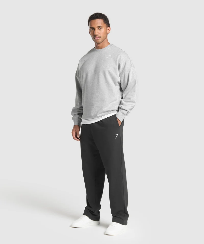 Gymshark Crest Oversized Crew - Light Grey Core Marl
