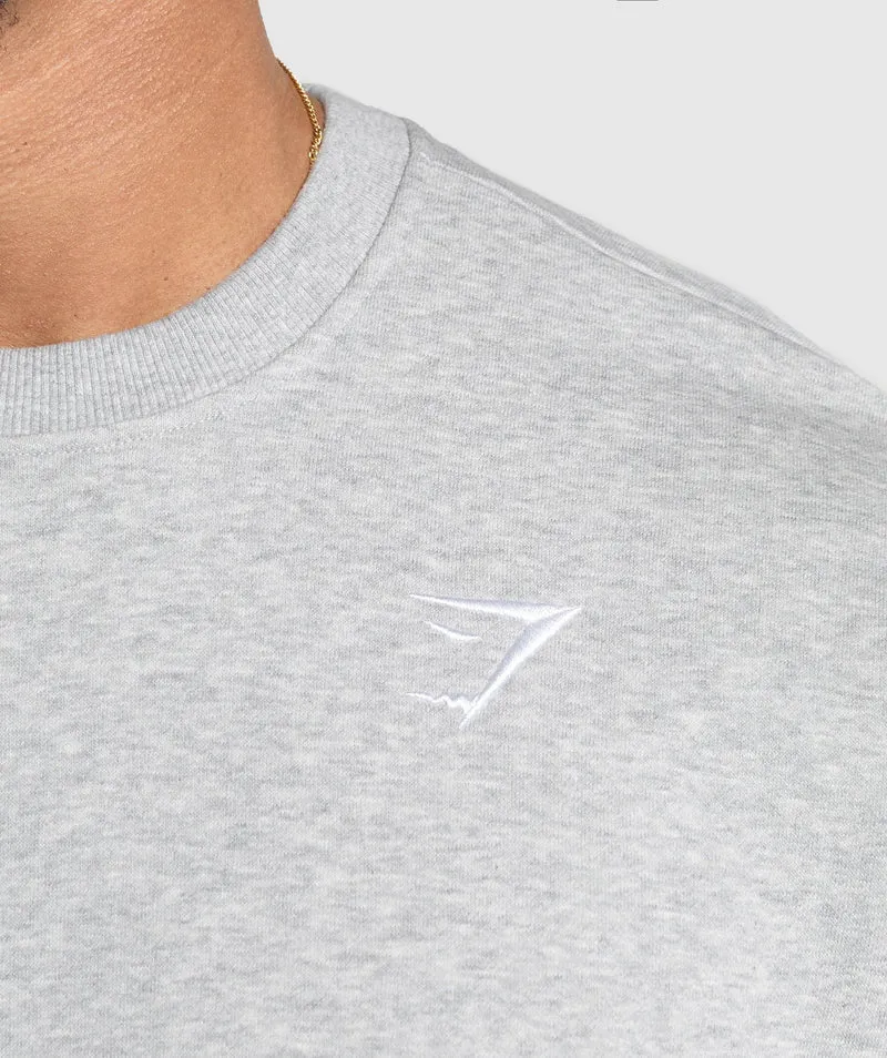 Gymshark Crest Oversized Crew - Light Grey Core Marl