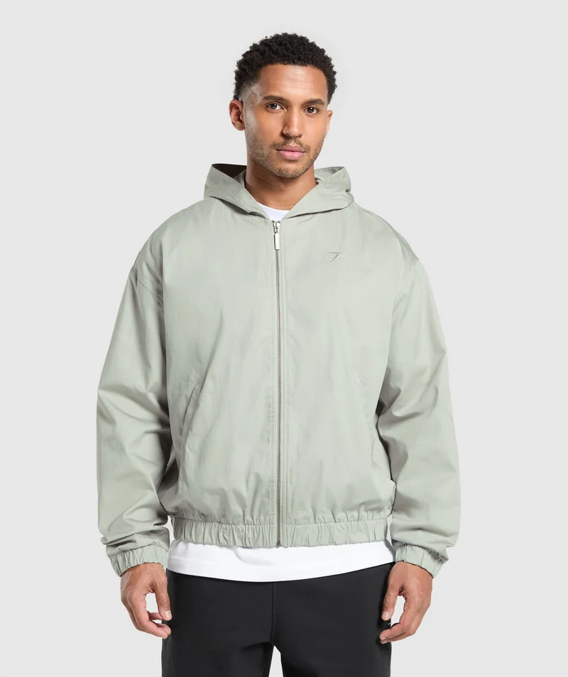 Gymshark Oversized Hooded Jacket - Stone Grey