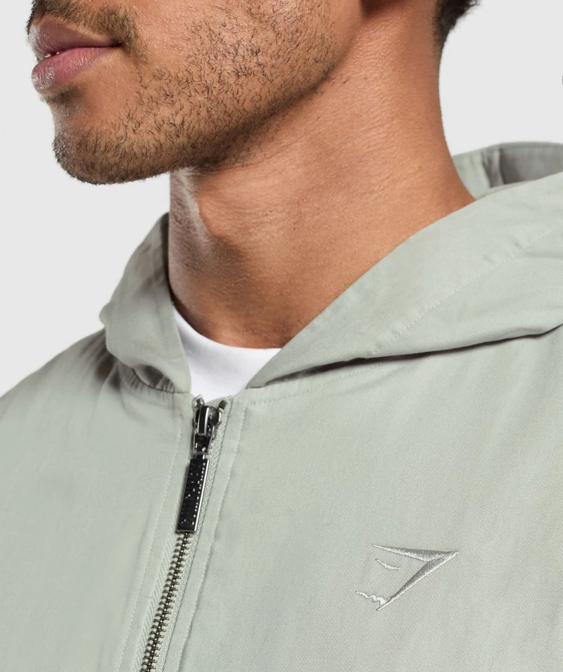 Gymshark Oversized Hooded Jacket - Stone Grey