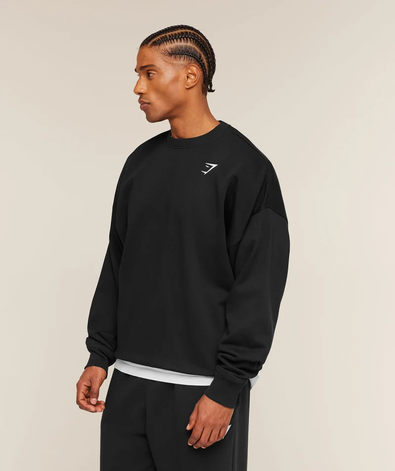 Gymshark Crest Oversized Crew - Black