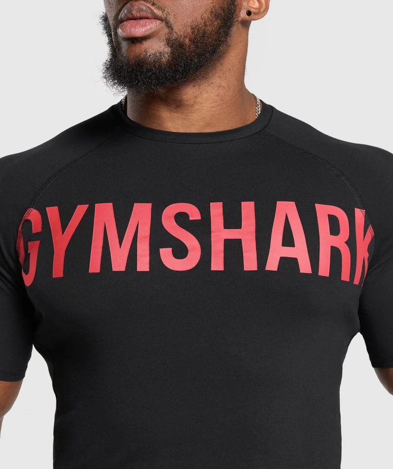 Gymshark Prime T-Shirt - Black/Vivid Red