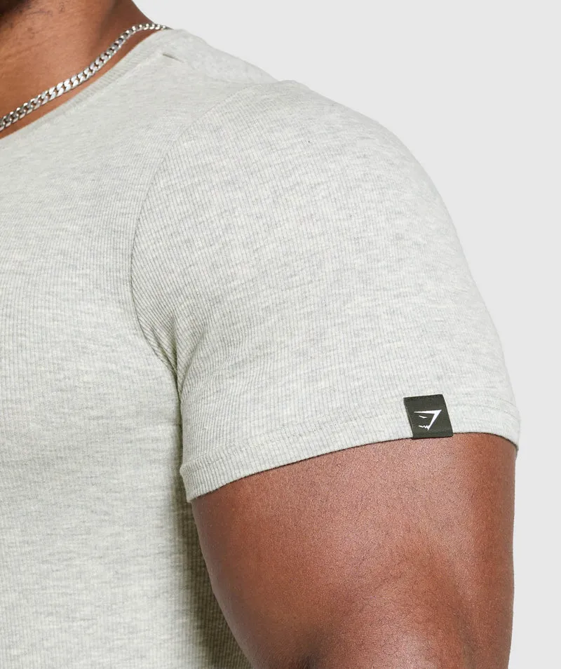 Gymshark Ribbed T-Shirt - Stone Grey Marl