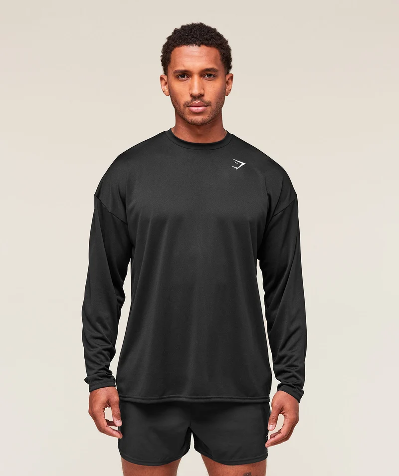 Gymshark Arrival Oversized Long Sleeve T-Shirt - Black