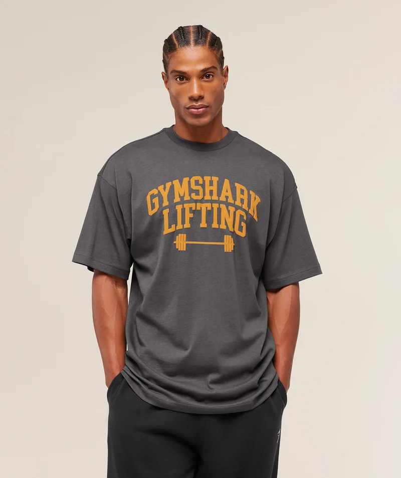 Gymshark Lifting Barbell T-Shirt - Onyx Grey