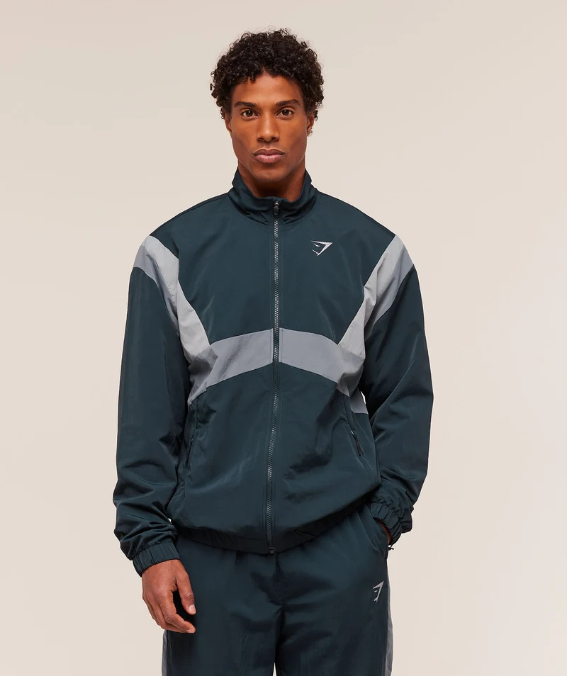 Gymshark Retro Track Jacket - Deep Petrol Blue/Iron Blue/Denim Grey