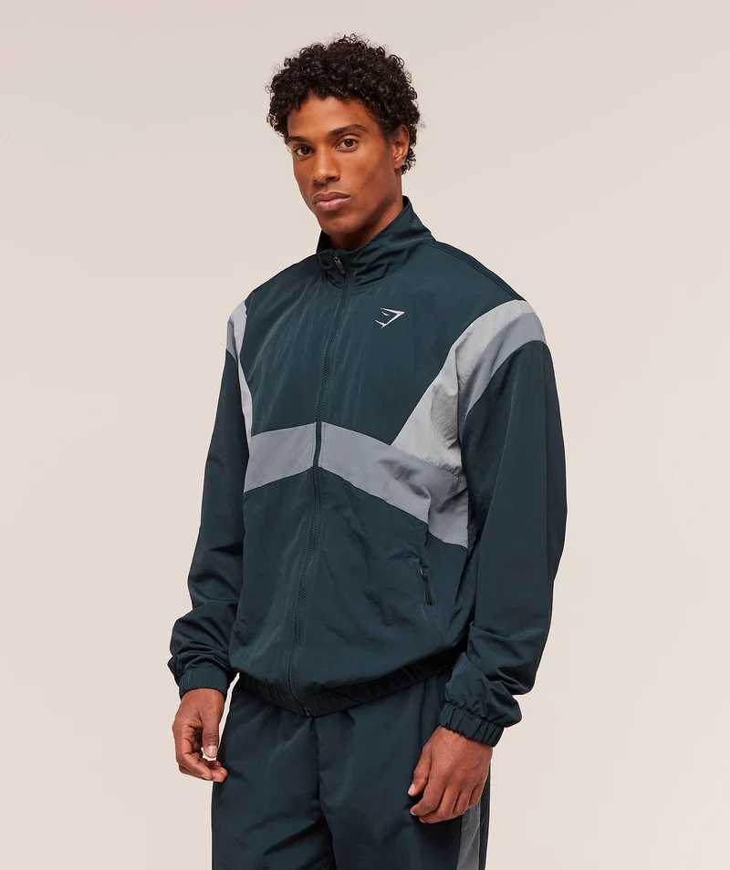 Gymshark Retro Track Jacket - Deep Petrol Blue/Iron Blue/Denim Grey