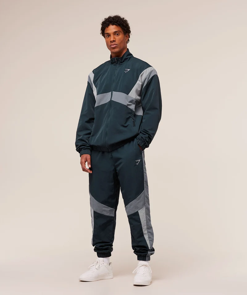 Gymshark Retro Track Jacket - Deep Petrol Blue/Iron Blue/Denim Grey