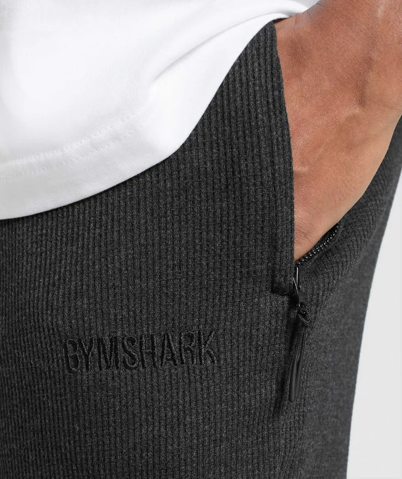 Gymshark Waffle Shorts - Black/Cotton Part Dye