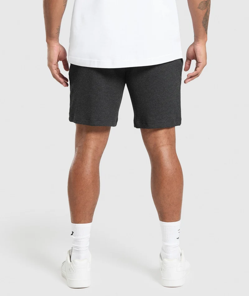 Gymshark Waffle Shorts - Black/Cotton Part Dye