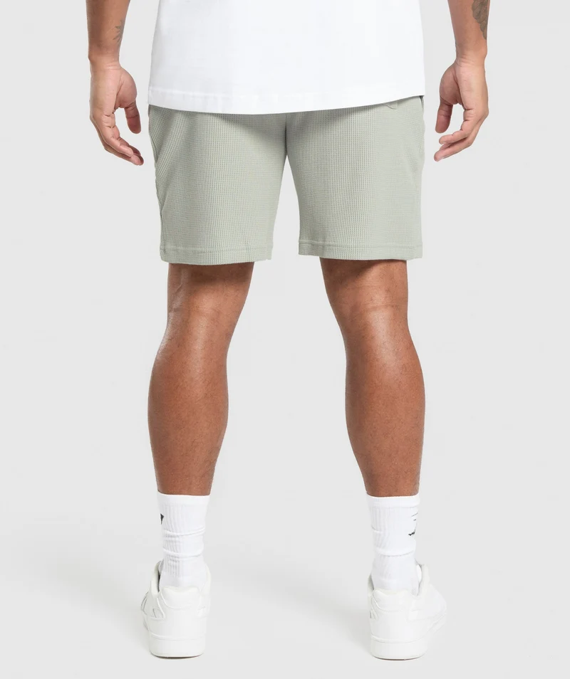 Gymshark Waffle Shorts - Stone Grey/Cotton Part Dye