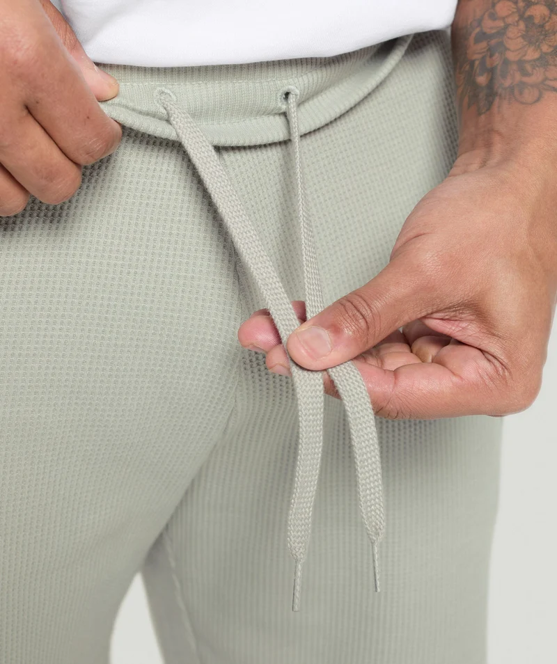 Gymshark Waffle Shorts - Stone Grey/Cotton Part Dye