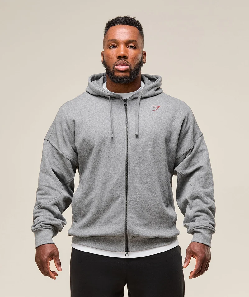 Gymshark Power Zip Up Hoodie - Charcoal Core Marl