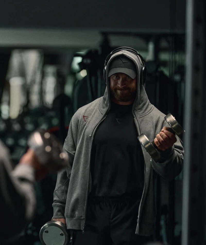 Gymshark Power Zip Up Hoodie - Charcoal Core Marl