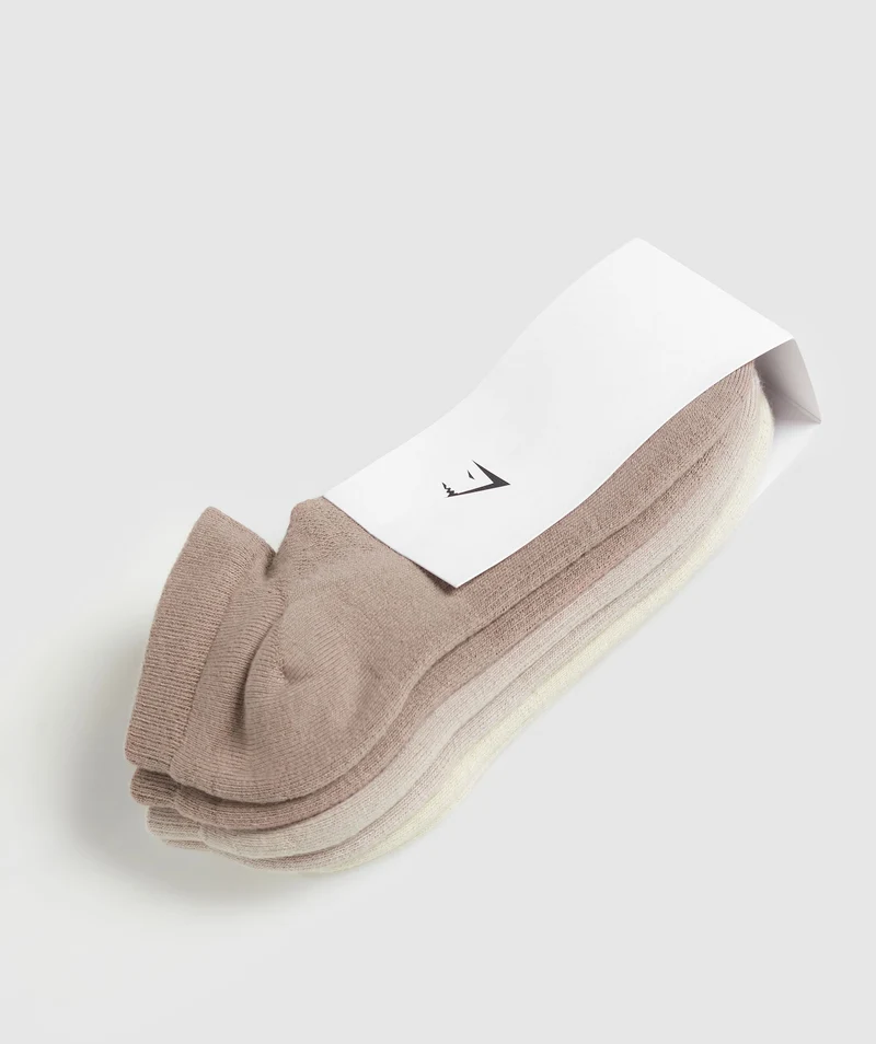 Gymshark Trainer Socks 3pk - Mocha Mauve/Stone Pink/Ecru White