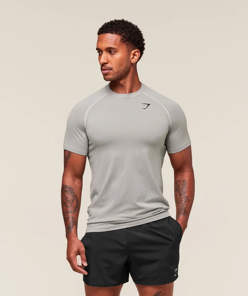 Gymshark Vital Seamless T-Shirt - Light Grey/Smokey Grey
