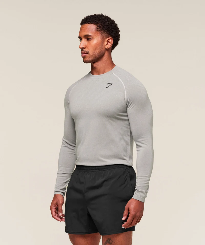 Gymshark Vital Seamless Long Sleeve T-Shirt - Light Grey/Smokey Grey