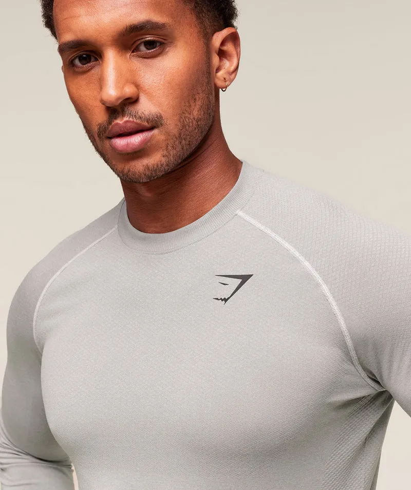 Gymshark Vital Seamless Long Sleeve T-Shirt - Light Grey/Smokey Grey