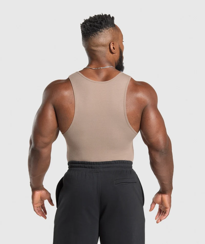 Gymshark Ribbed Tank 3 Pack - Denim Grey/Pebble Grey/Lifestyle Brown