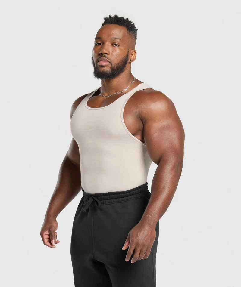 Gymshark Ribbed Tank 3 Pack - Denim Grey/Pebble Grey/Lifestyle Brown