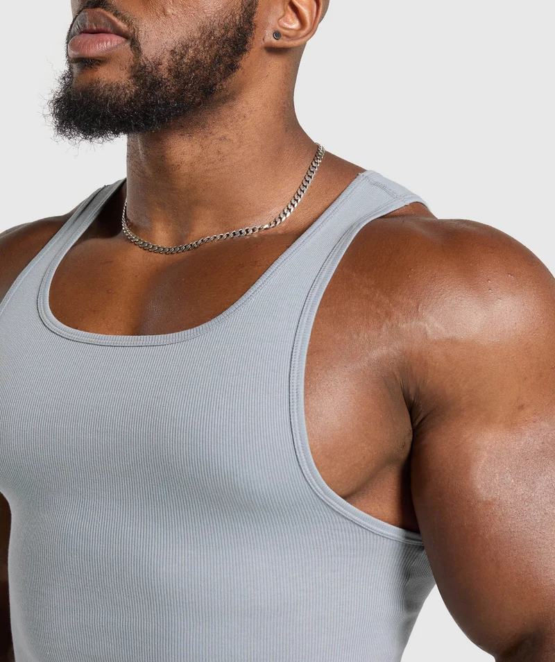 Gymshark Ribbed Tank 3 Pack - Denim Grey/Pebble Grey/Lifestyle Brown