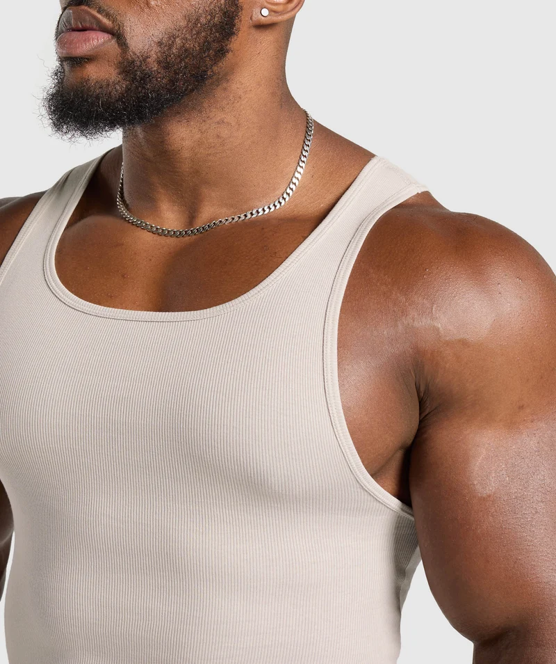 Gymshark Ribbed Tank 3 Pack - Denim Grey/Pebble Grey/Lifestyle Brown