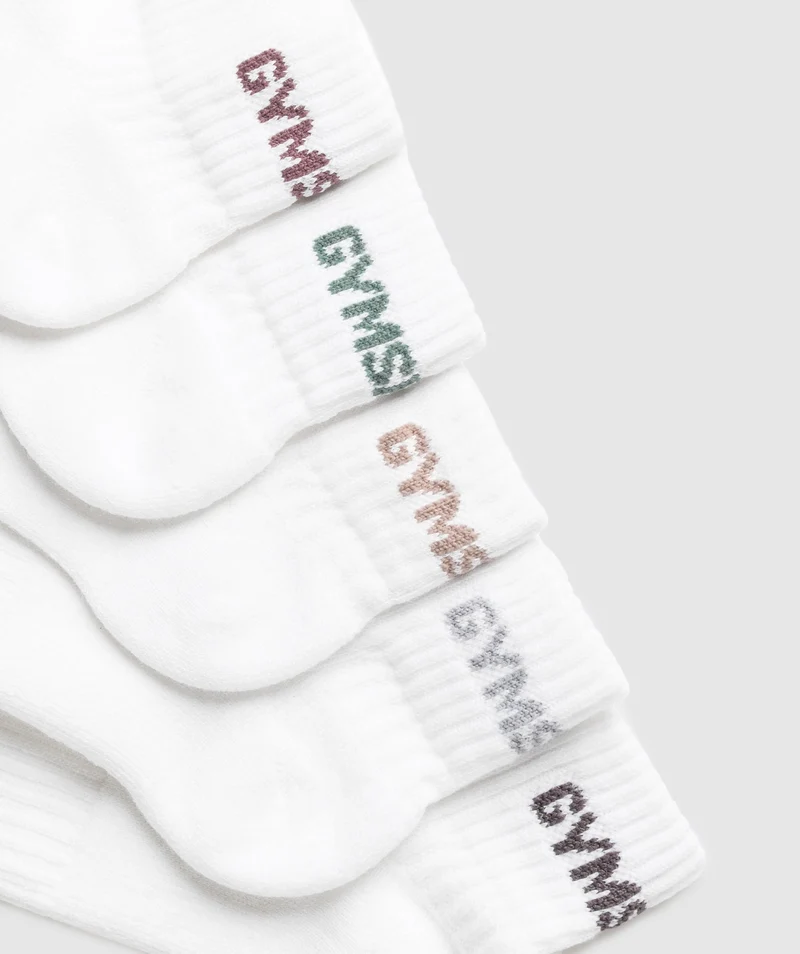 Gymshark Quarter Socks 5pk - Metal Purple/Rest Pink/Calm Pink/Celeste Blue/Brushed Purple