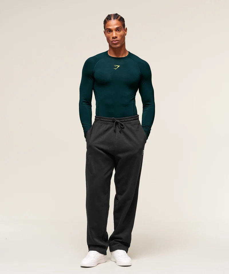 Gymshark Element Baselayer Long Sleeve T-Shirt - Deep Petrol Blue/Sorbet Yellow