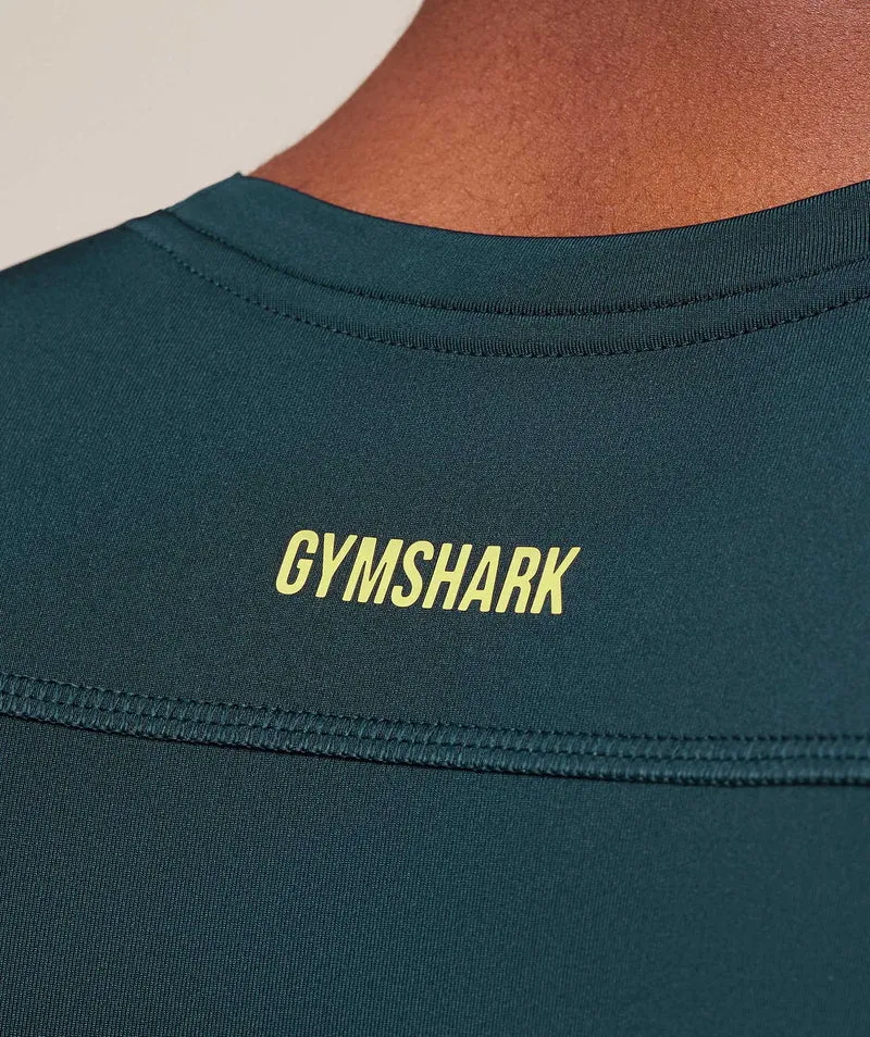 Gymshark Element Baselayer Tank - Deep Petrol Blue/Sorbet Yellow