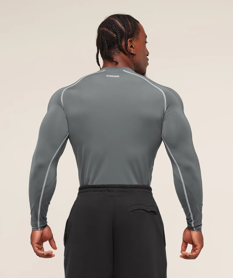 Gymshark Element Baselayer Long Sleeve T-Shirt - Pitch Grey/White