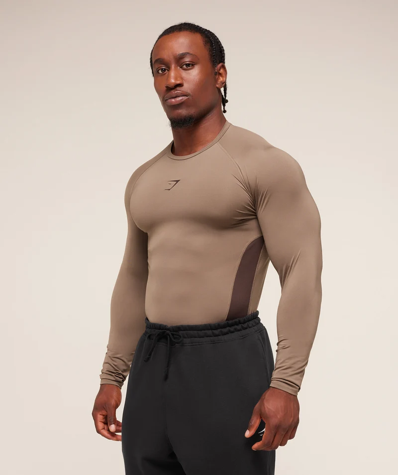 Gymshark Element Baselayer Long Sleeve T-Shirt - Soul Brown/Archive Brown