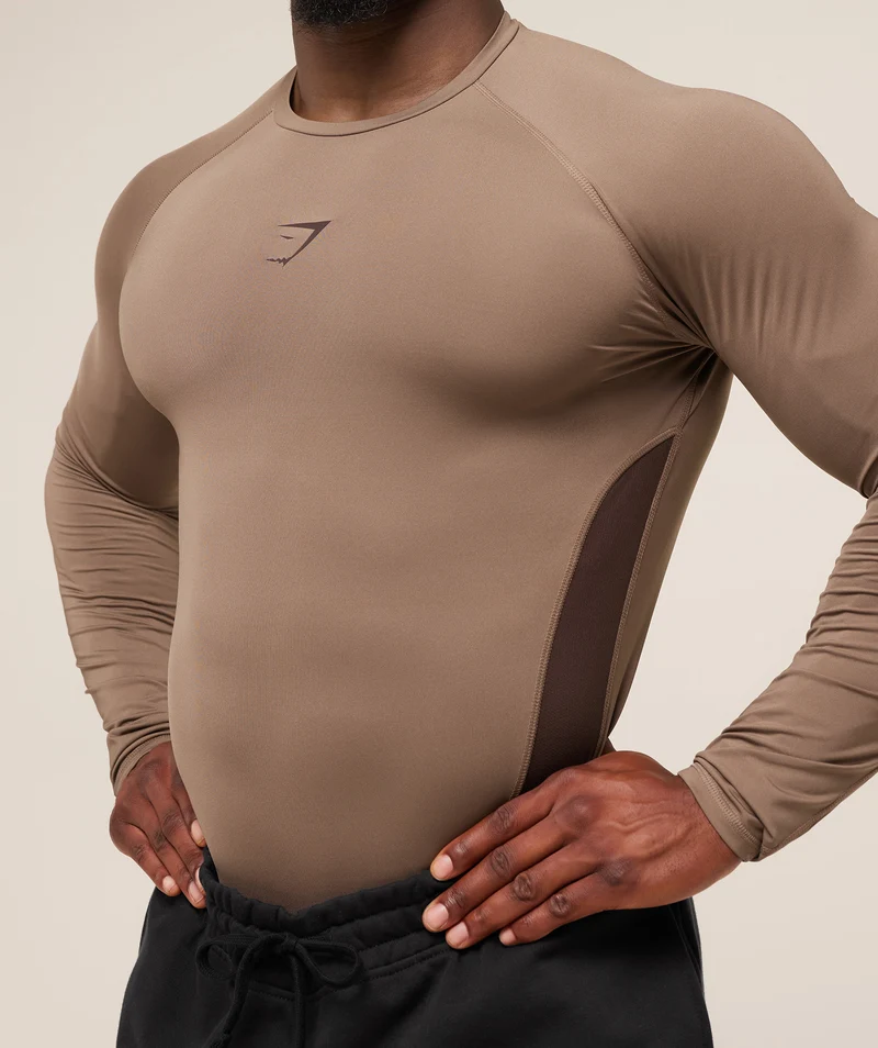 Gymshark Element Baselayer Long Sleeve T-Shirt - Soul Brown/Archive Brown