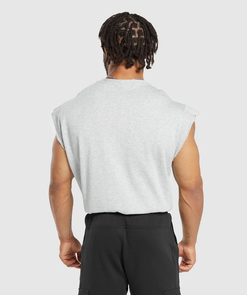 Gymshark Super Natural Cut Off T-Shirt - Light Grey Core Marl