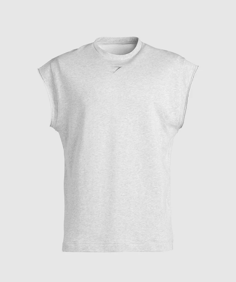 Gymshark Super Natural Cut Off T-Shirt - Light Grey Core Marl
