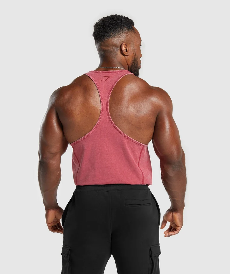 Gymshark Heritage Washed Stringer - Vintage Pink/Acid Wash Small Ball