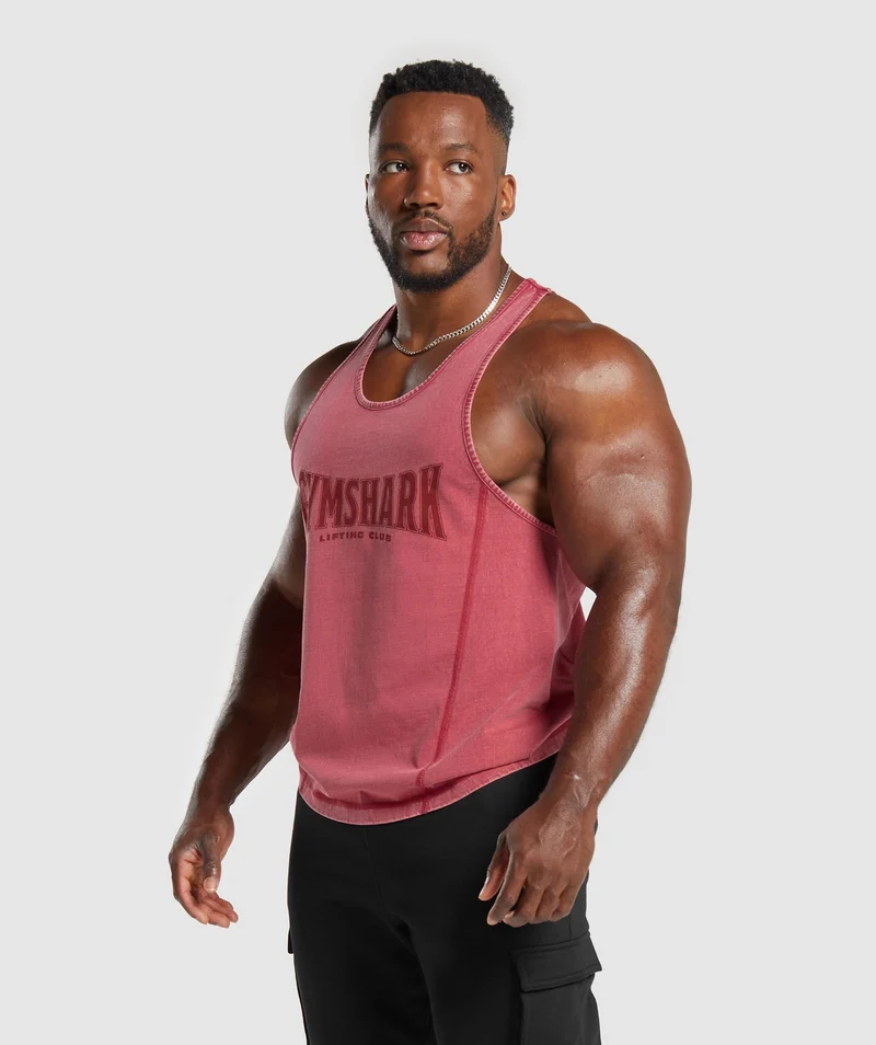 Gymshark Heritage Washed Stringer - Vintage Pink/Acid Wash Small Ball