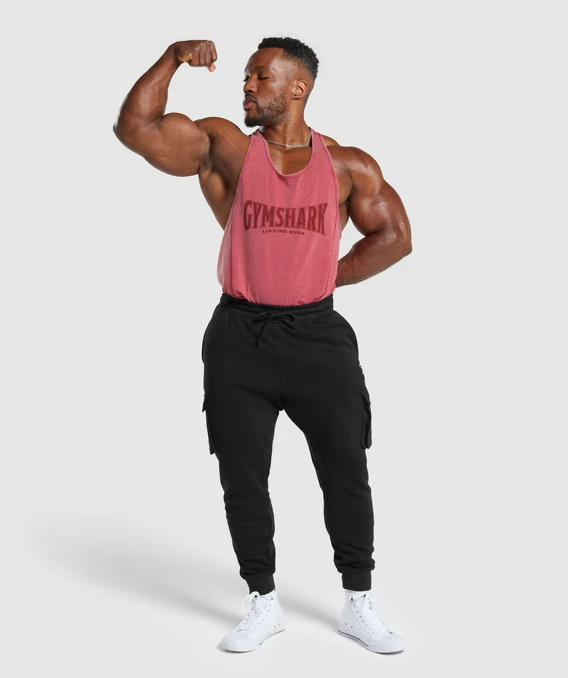 Gymshark Heritage Washed Stringer - Vintage Pink/Acid Wash Small Ball