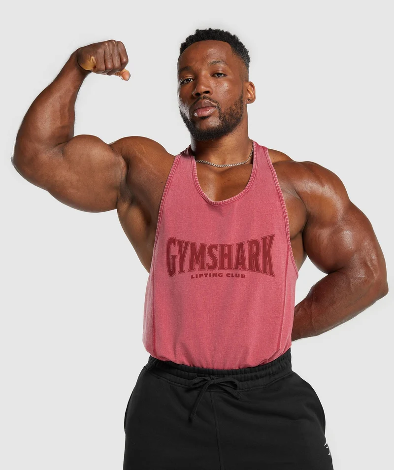 Gymshark Heritage Washed Stringer - Vintage Pink/Acid Wash Small Ball