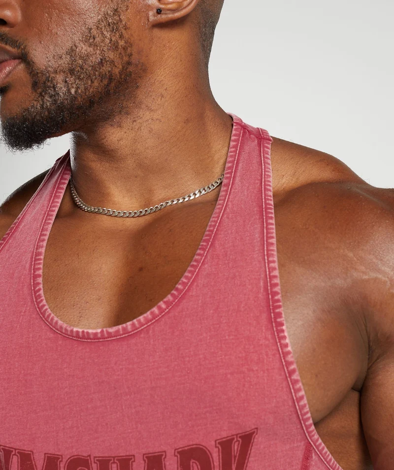 Gymshark Heritage Washed Stringer - Vintage Pink/Acid Wash Small Ball