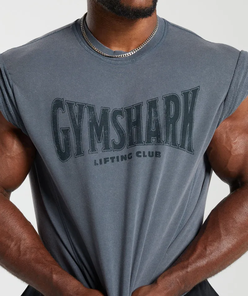 Gymshark Heritage Washed Short Sleeve Crew - Titanium Blue/Acid Wash Small Ball